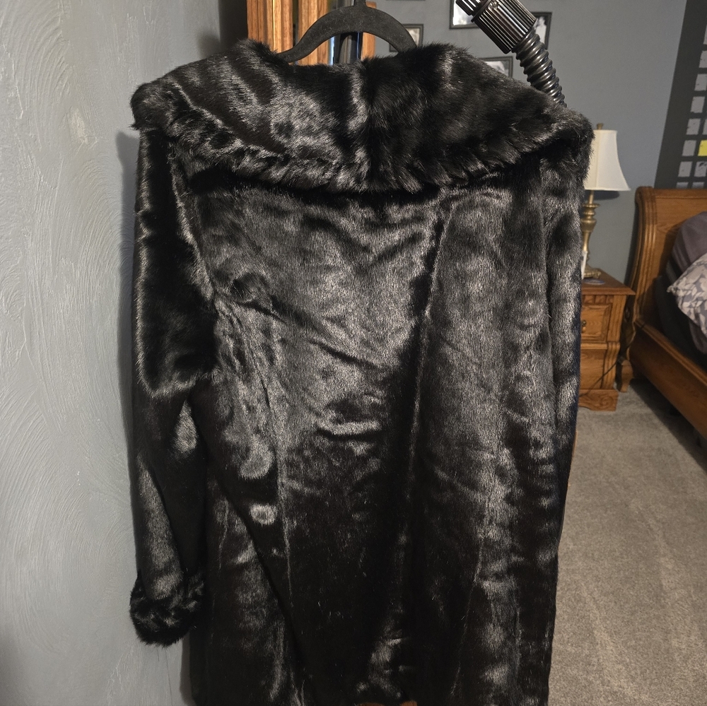 Donna Salyers Fabulous Furs Womens XL Faux‎ Fur Jacket Coat Black - Picture 5 of 5